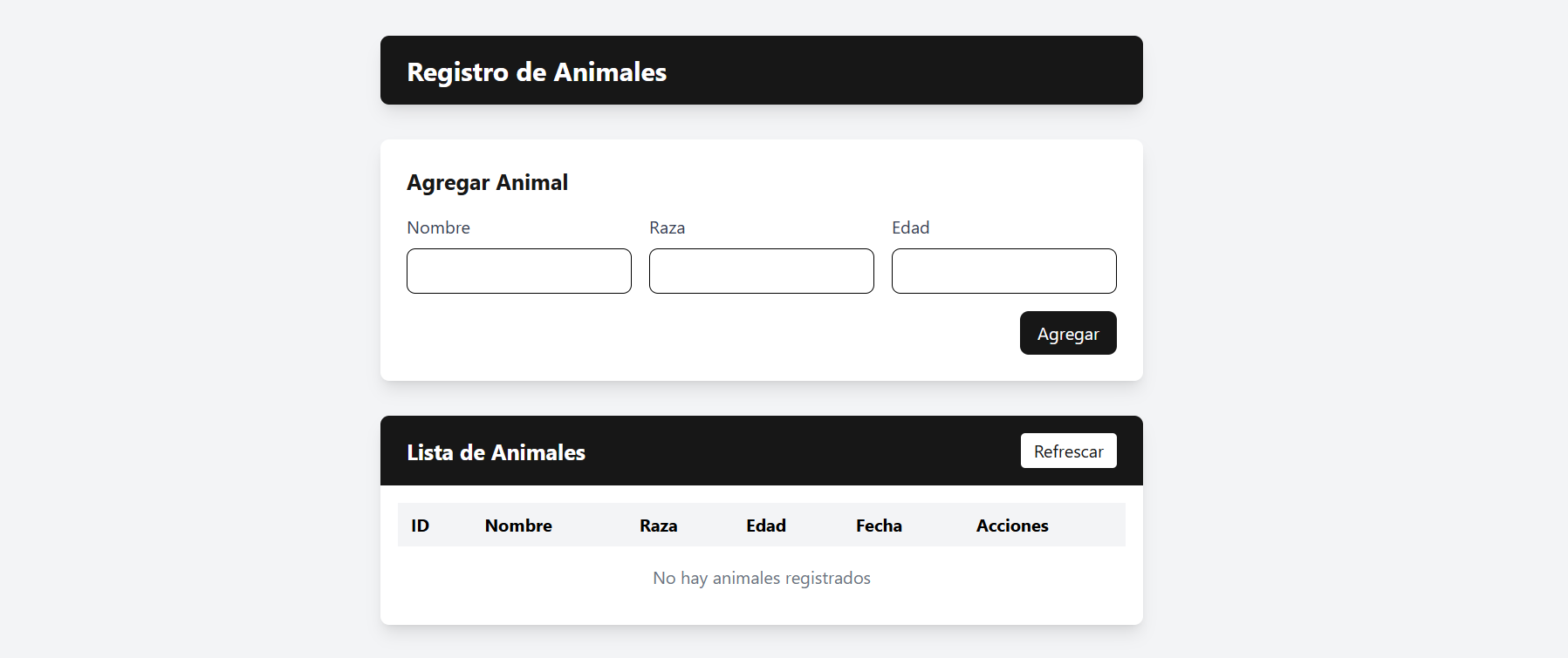 Captura de pantalla del formulario de registro