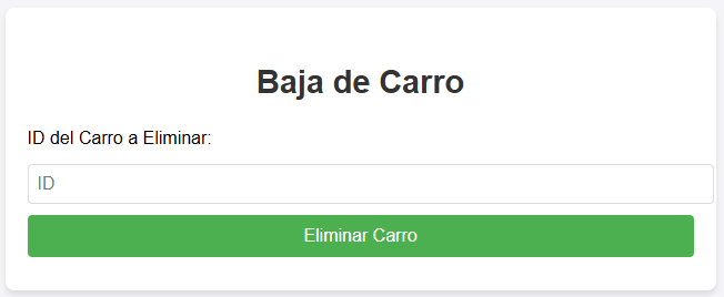 Captura de pantalla de la seccion de mostrar carros