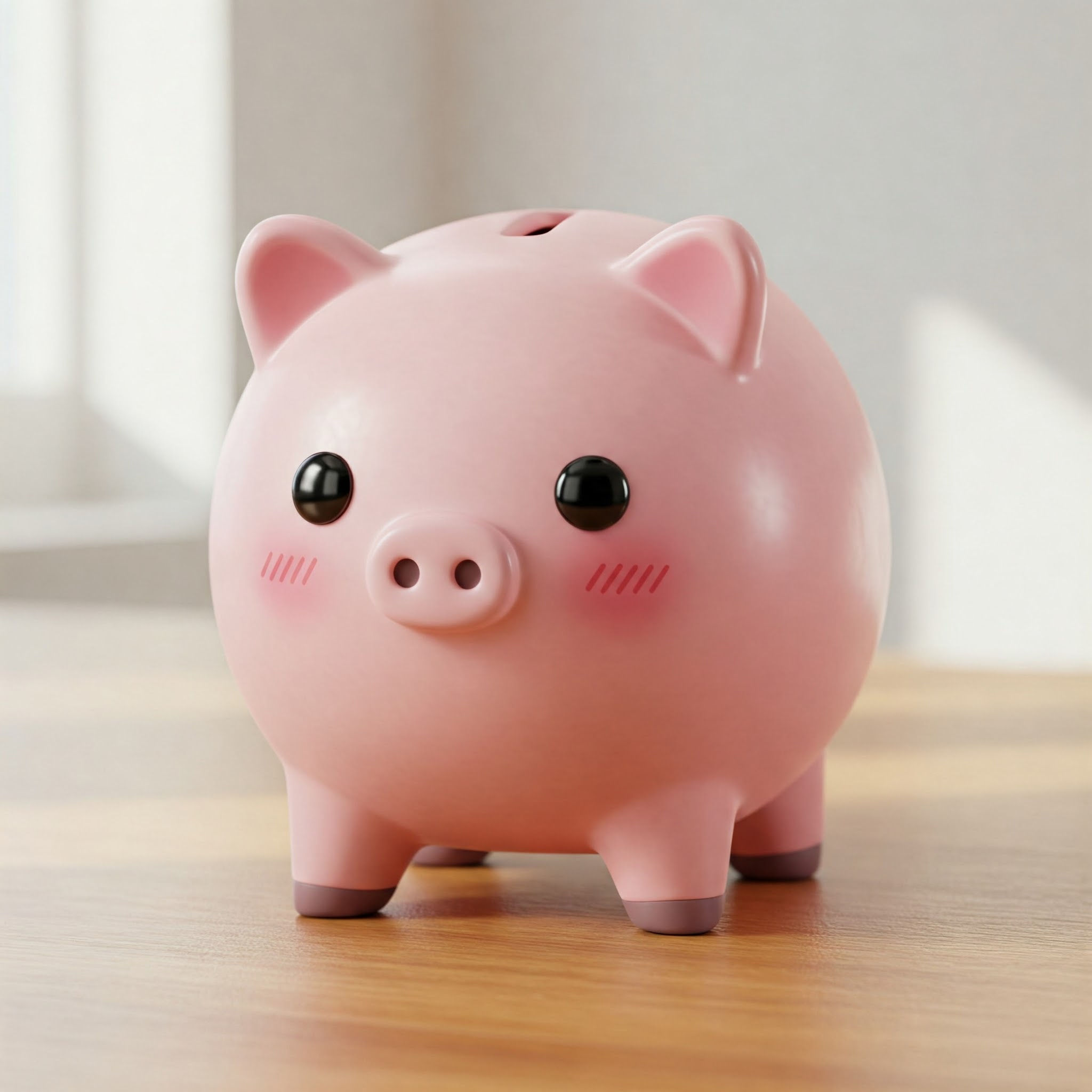 Imagen de una alcancía en forma de cochinito estilo kawaii
